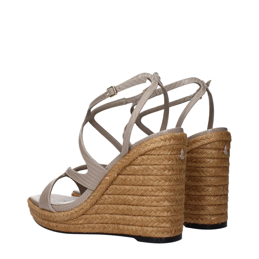 Jimmy Choo Gray Leather Wedges Sandals