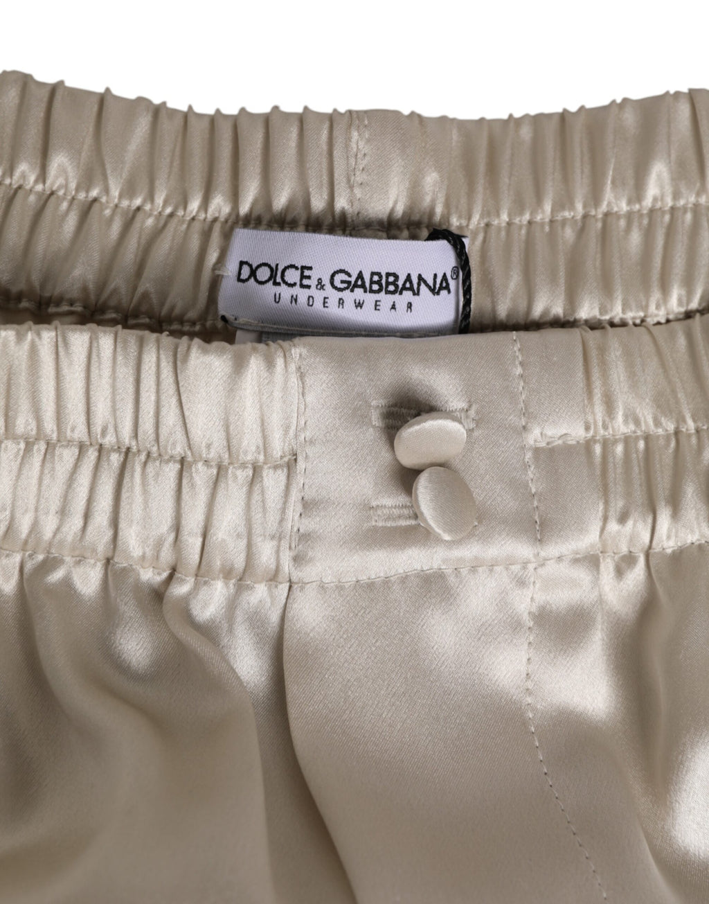 Dolce & Gabbana Beige Silk Satin Elastic Men Boxer Short Swimwear