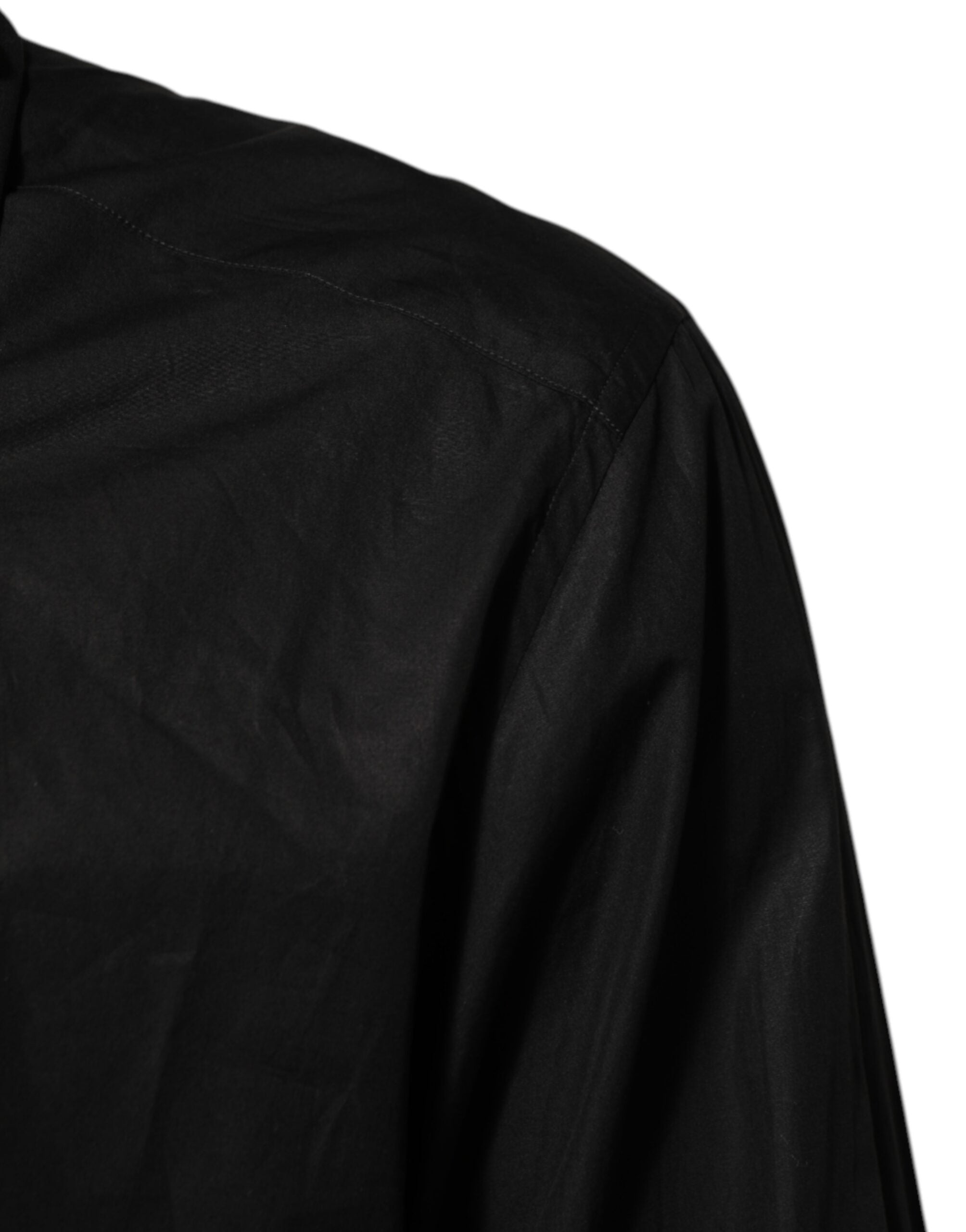 Camisa de hombre Dolce & Gabbana de algodón negro con cuello adornado