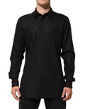 Camisa de hombre Dolce & Gabbana de algodón negro con cuello adornado