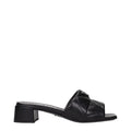 Prada Black Leather Flat Sandals
