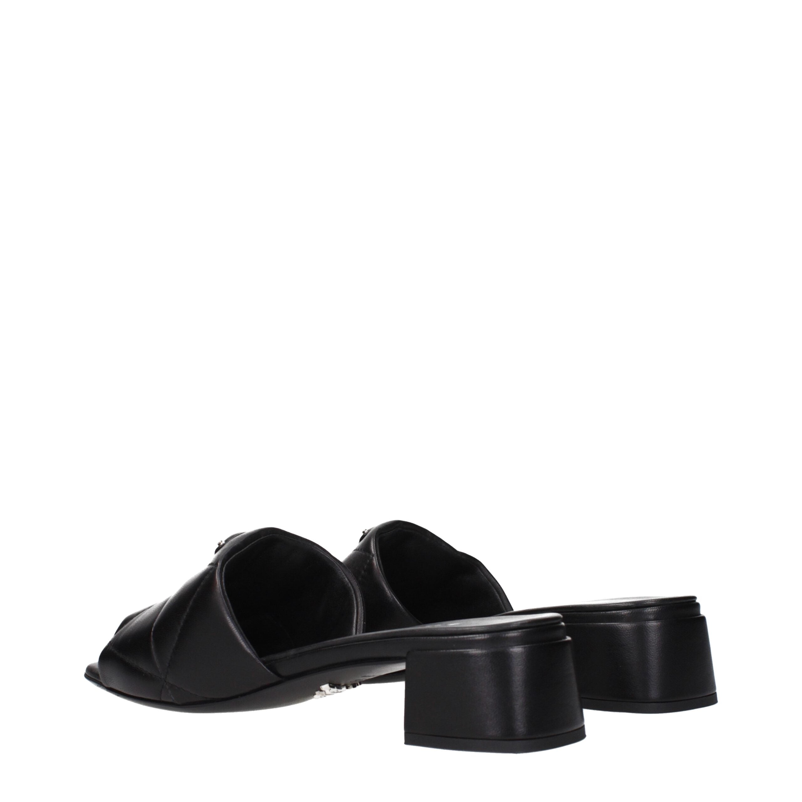 Prada Black Leather Flat Sandals