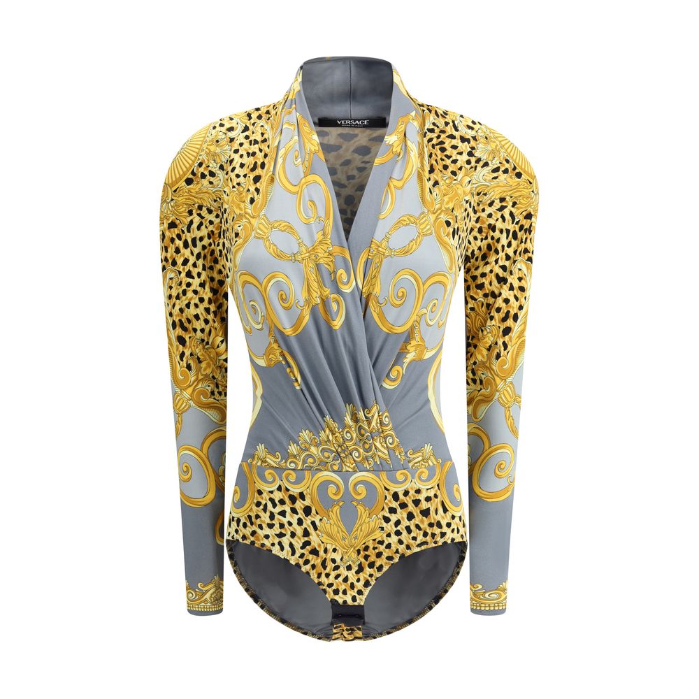 Versace Leopard draped Bodysuit