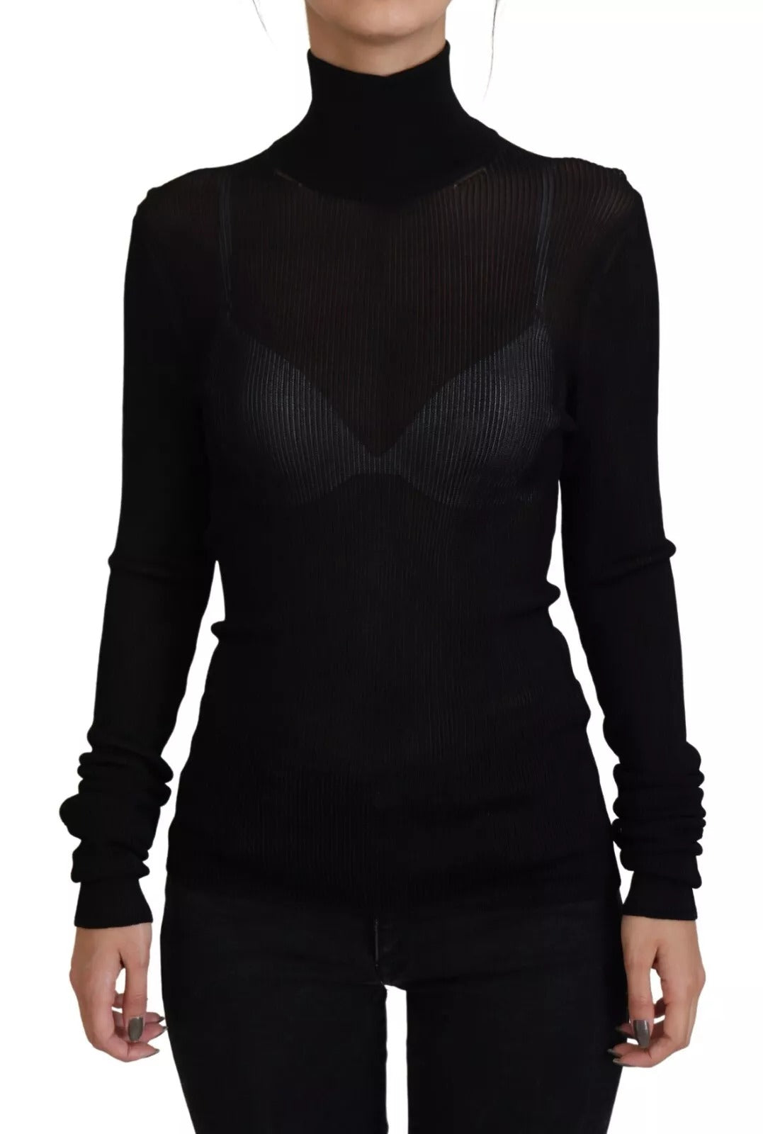 Dolce & Gabbana Black Turtleneck Slim Fit Pullover Sweater