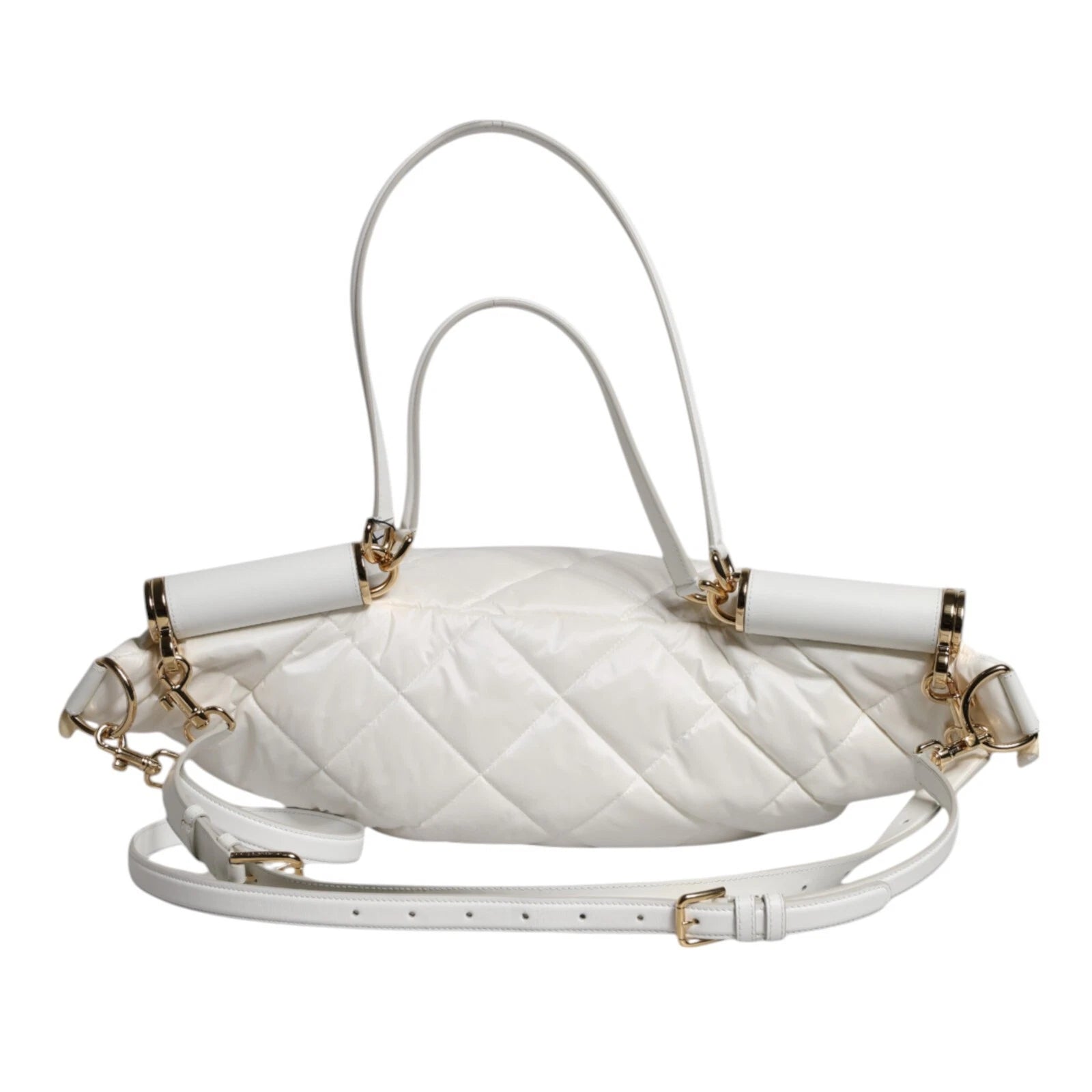 Dolce & Gabbana White Quilted Logo 90's Sicily Belt Waist Fanny Pack Bag