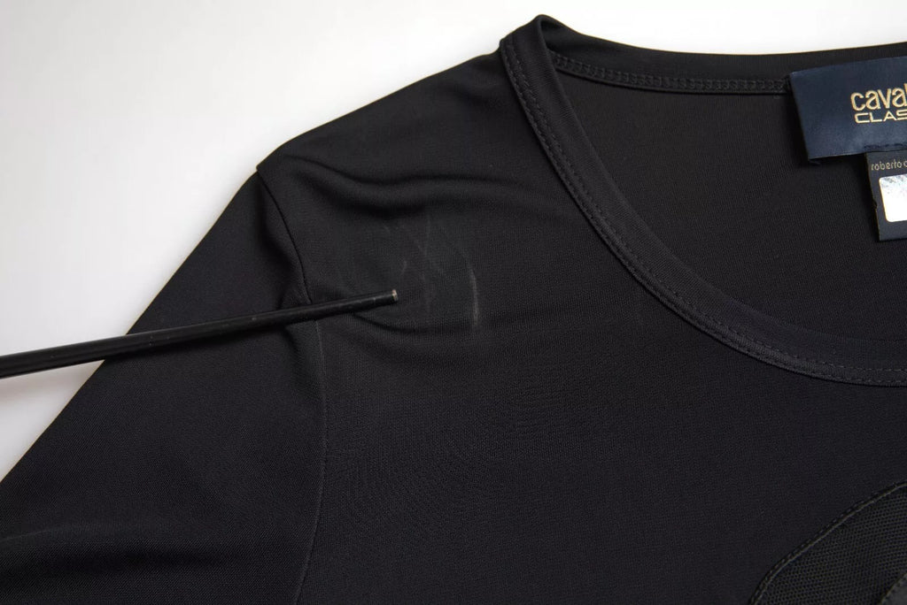 Roberto Cavalli Black Viscose Round Neck CLASS T-shirt