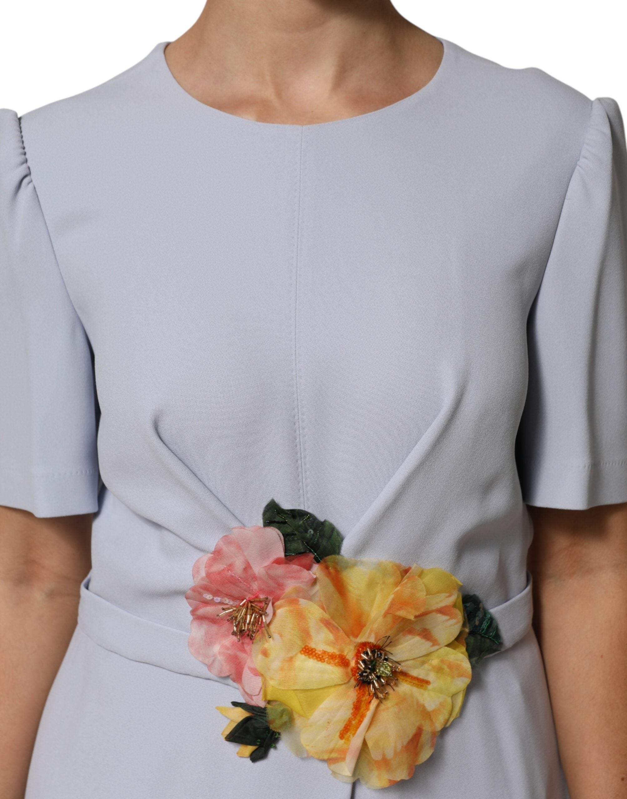 Vestido Dolce & Gabbana de mezcla de viscosa azul claro con aplicaciones florales