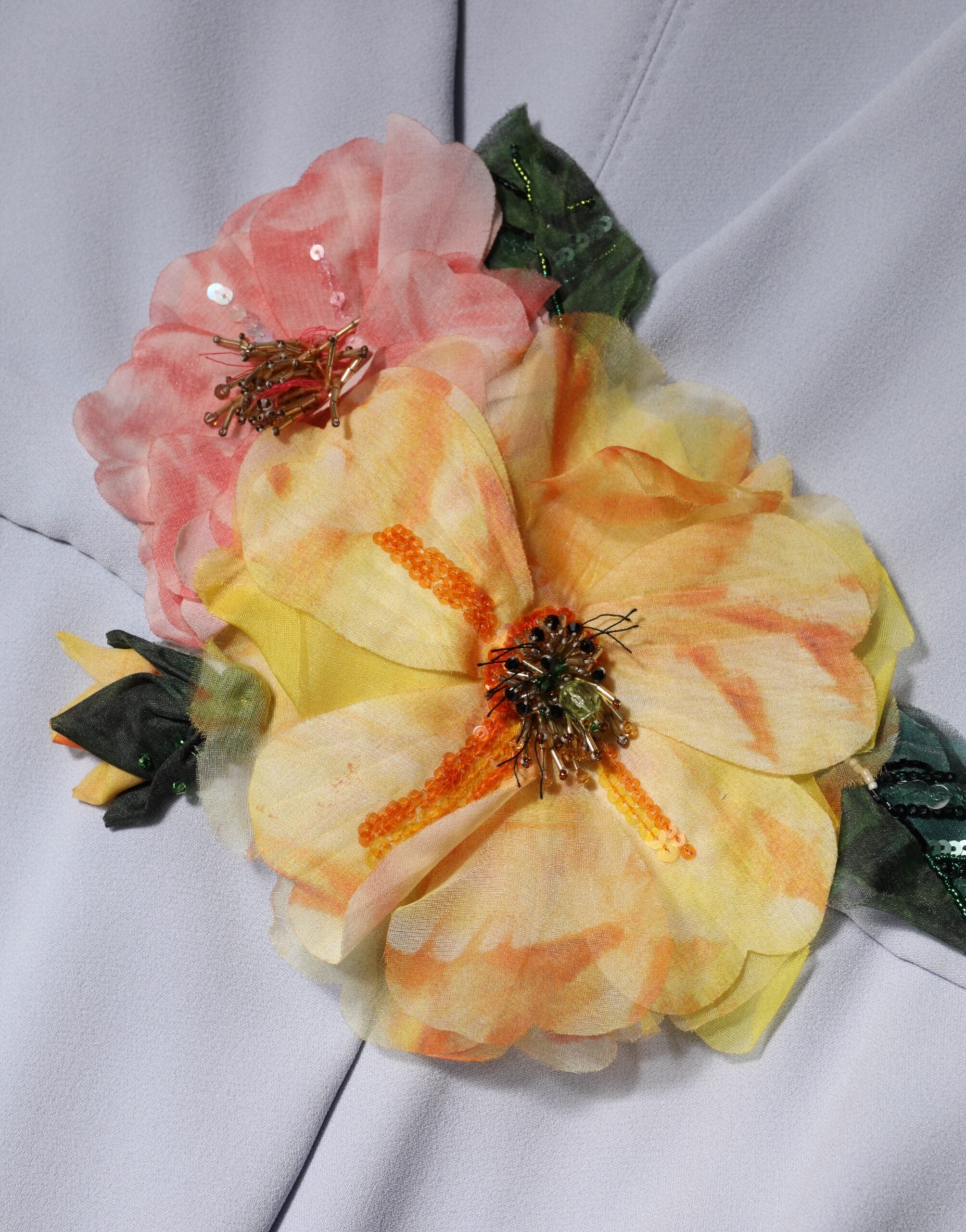 Vestido Dolce & Gabbana de mezcla de viscosa azul claro con aplicaciones florales