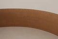 Costume National Brown Leather Gold Metal Oval Buckle Belt