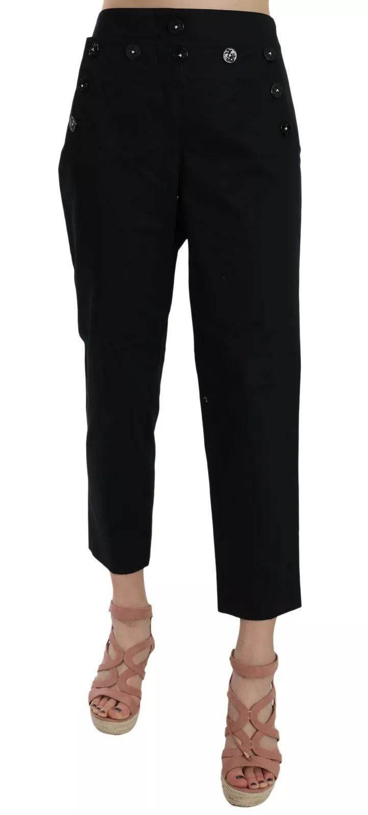 Pantalones Chic de Algodón Negro de Dolce & Gabbana
