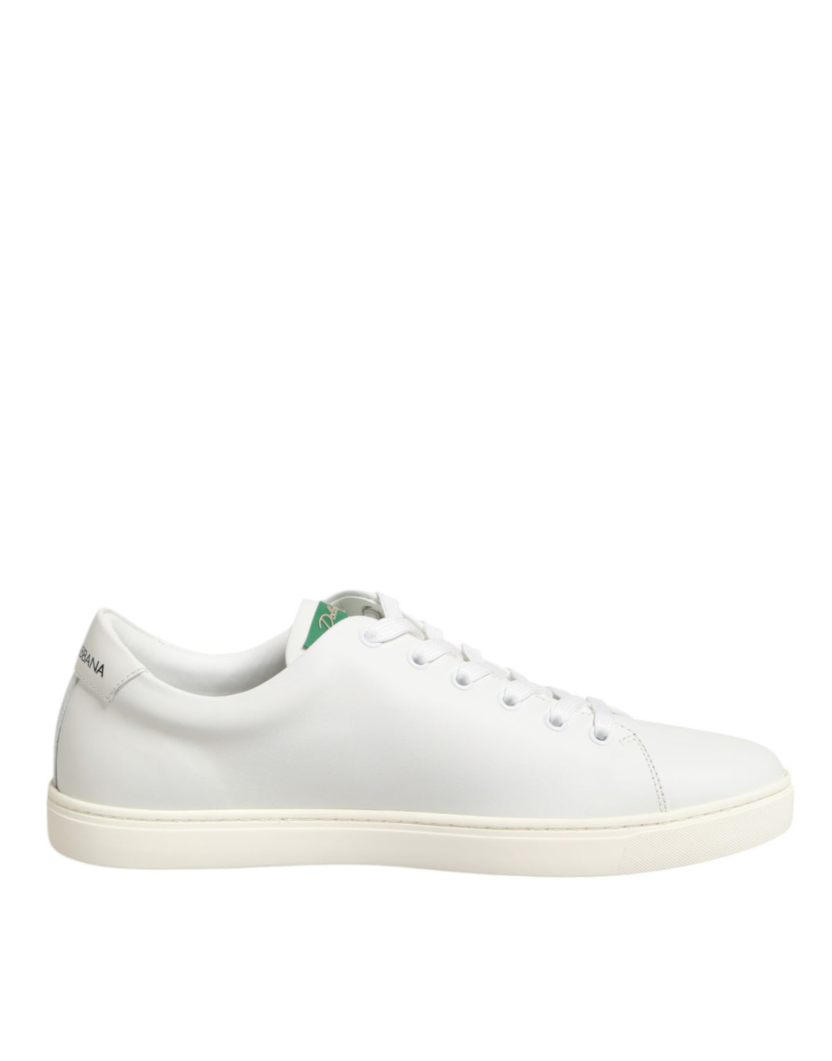 Dolce & Gabbana White Leather Rose Embroidery Low-Top  Shoes