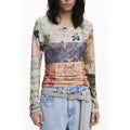 Desigual Beige Elastane Tops & T-Shirt