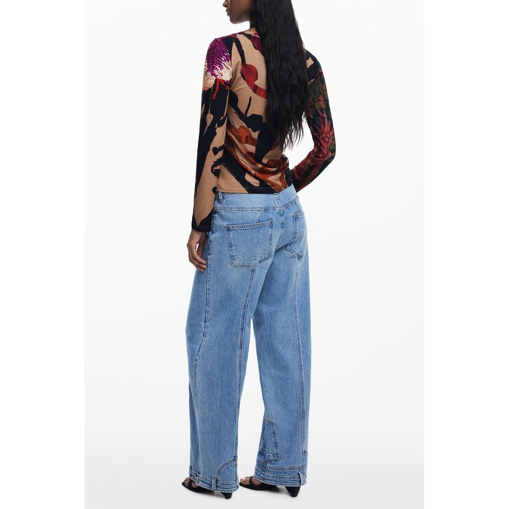 Desigual Brown Elastane Tops & T-Shirt