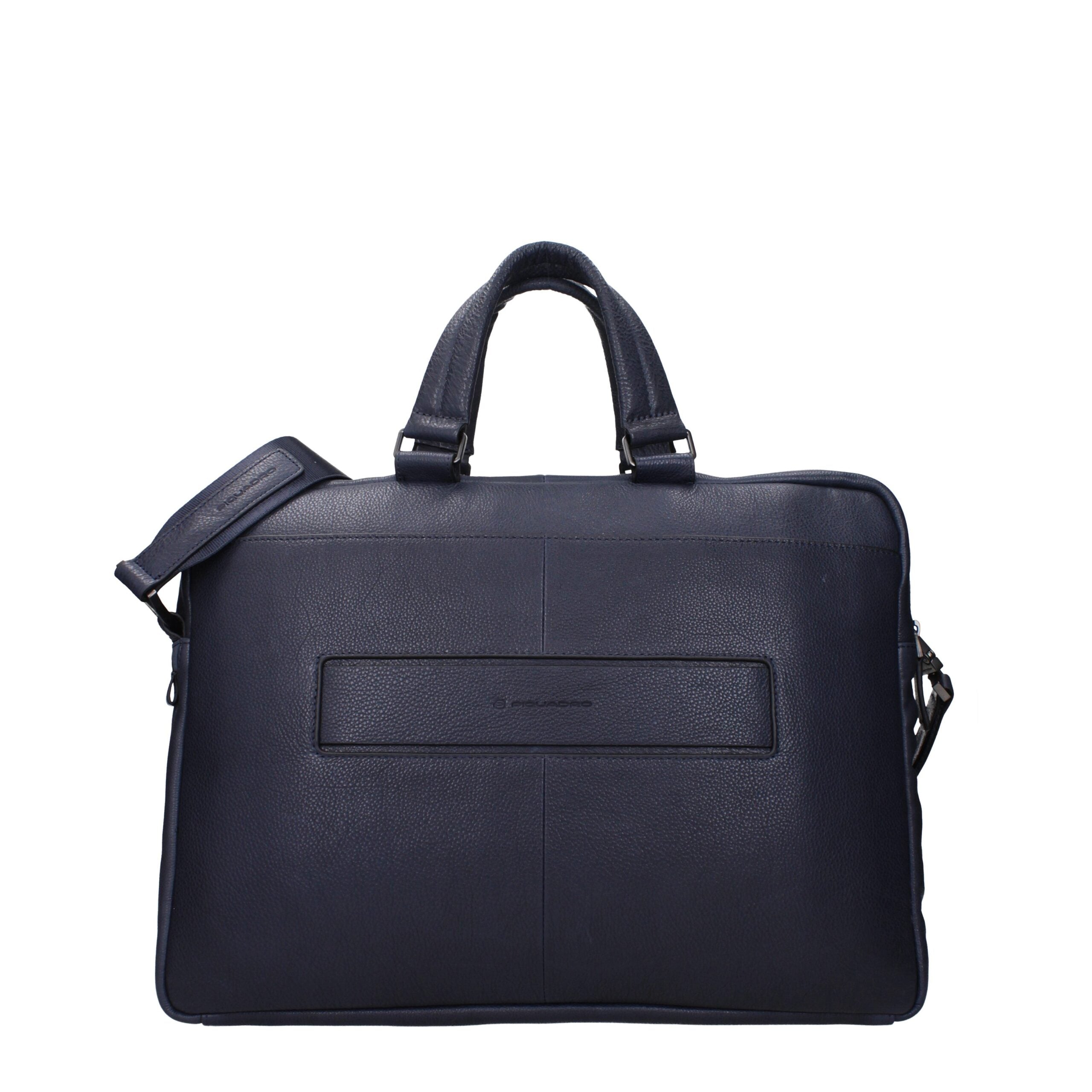 Piquadro Blue Leather Business And Laptop Bags
