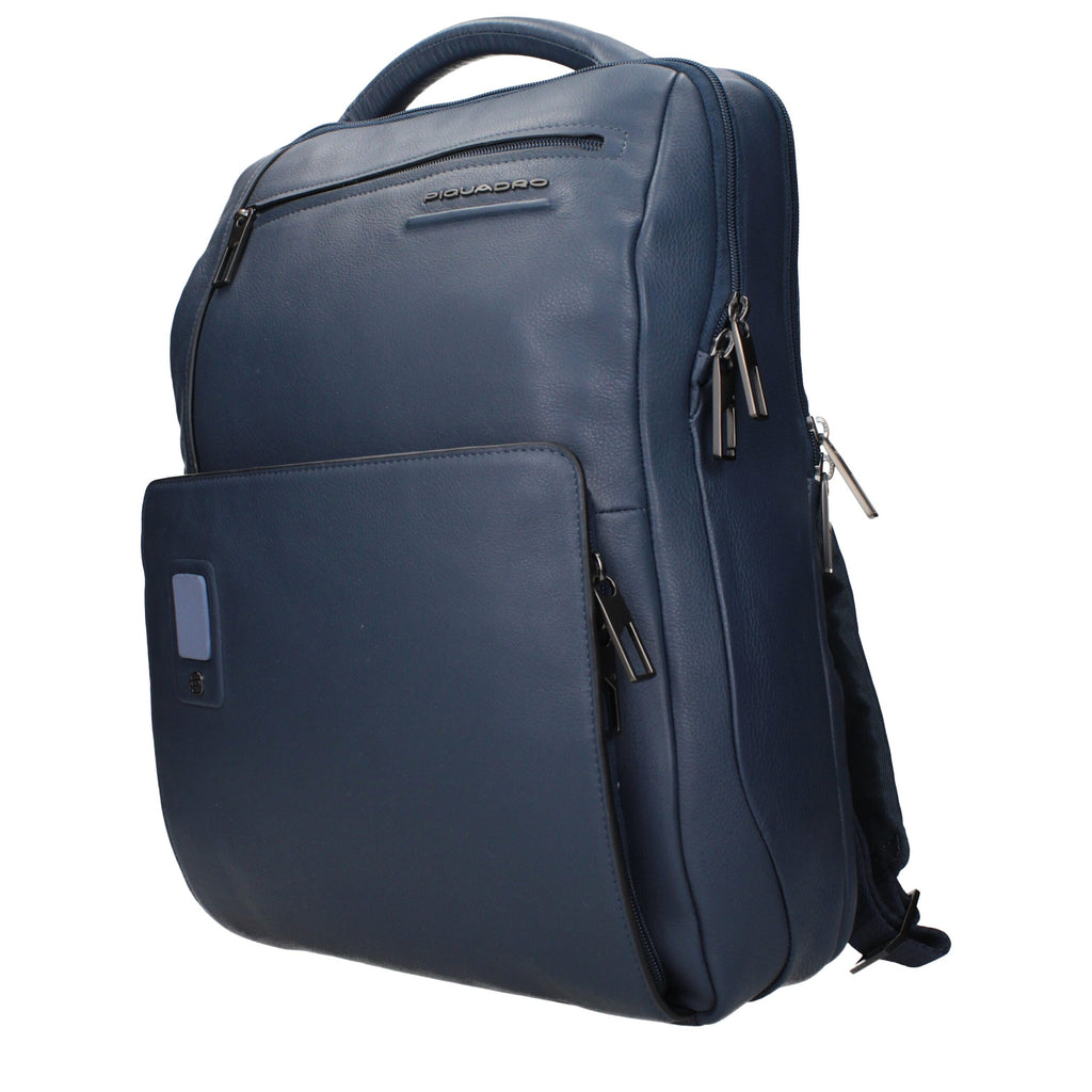 Piquadro Blue Leather Backpacks