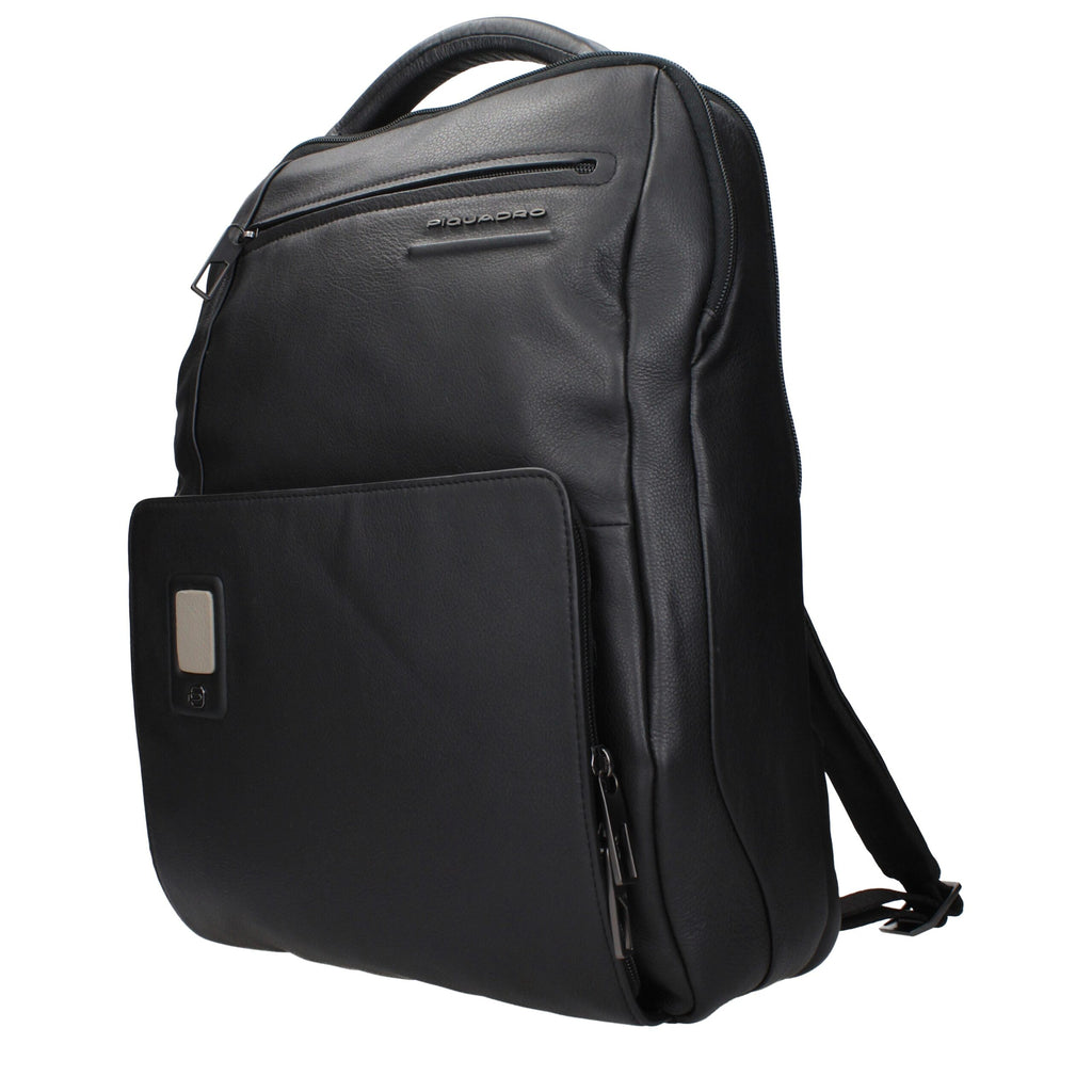 Piquadro Black Leather Backpacks