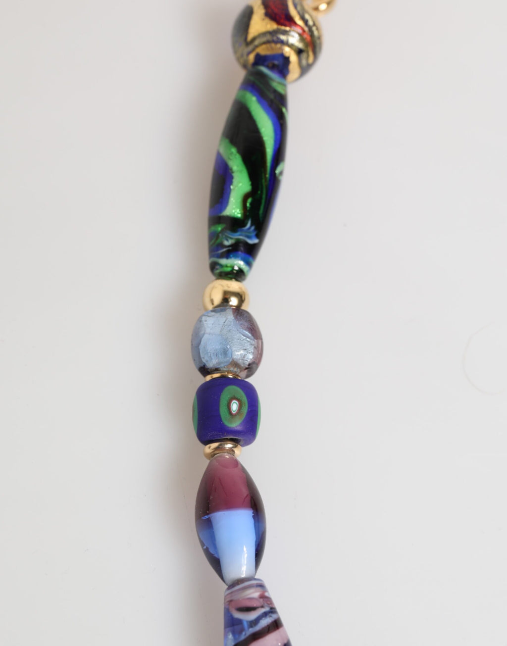 Dolce & Gabbana Multicolor Murano Glass Beads Gold Brass Chain Jewelry Necklace