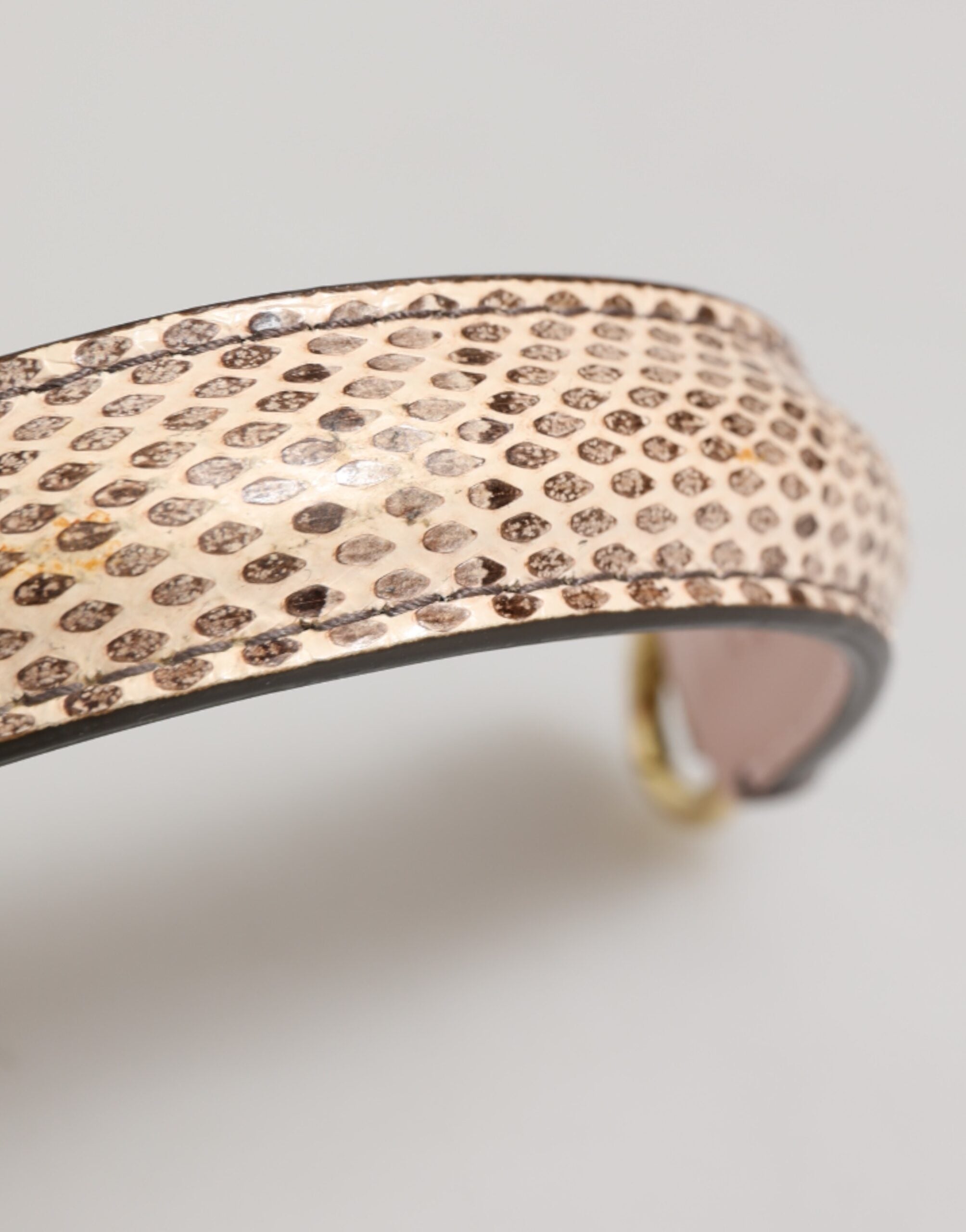 Dolce & Gabbana Beige Brown Snakeskin Leather Gold Ring Shoulder Strap
