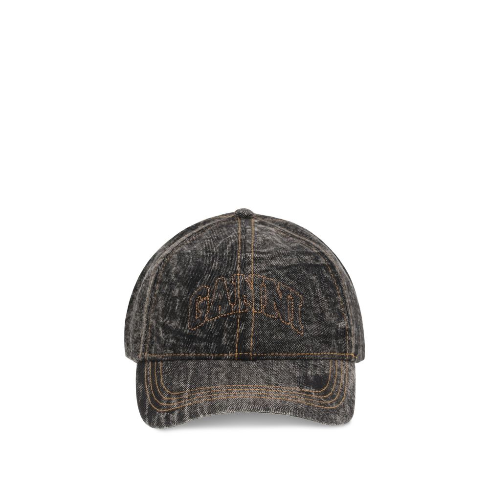 Ganni DENIM COTTON WASHED CAP