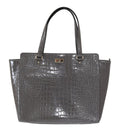 Kate Spade Grey Croc Embossed Leather Elissa Bristol Drive Tote Handbag Bag