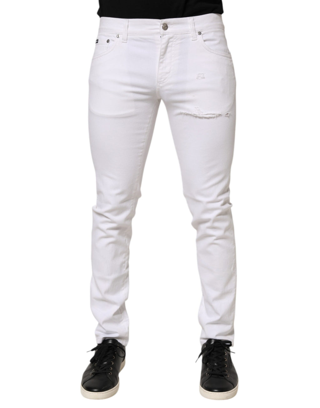 Vaqueros pitillo de hombre Dolce & Gabbana de algodón blanco rasgado