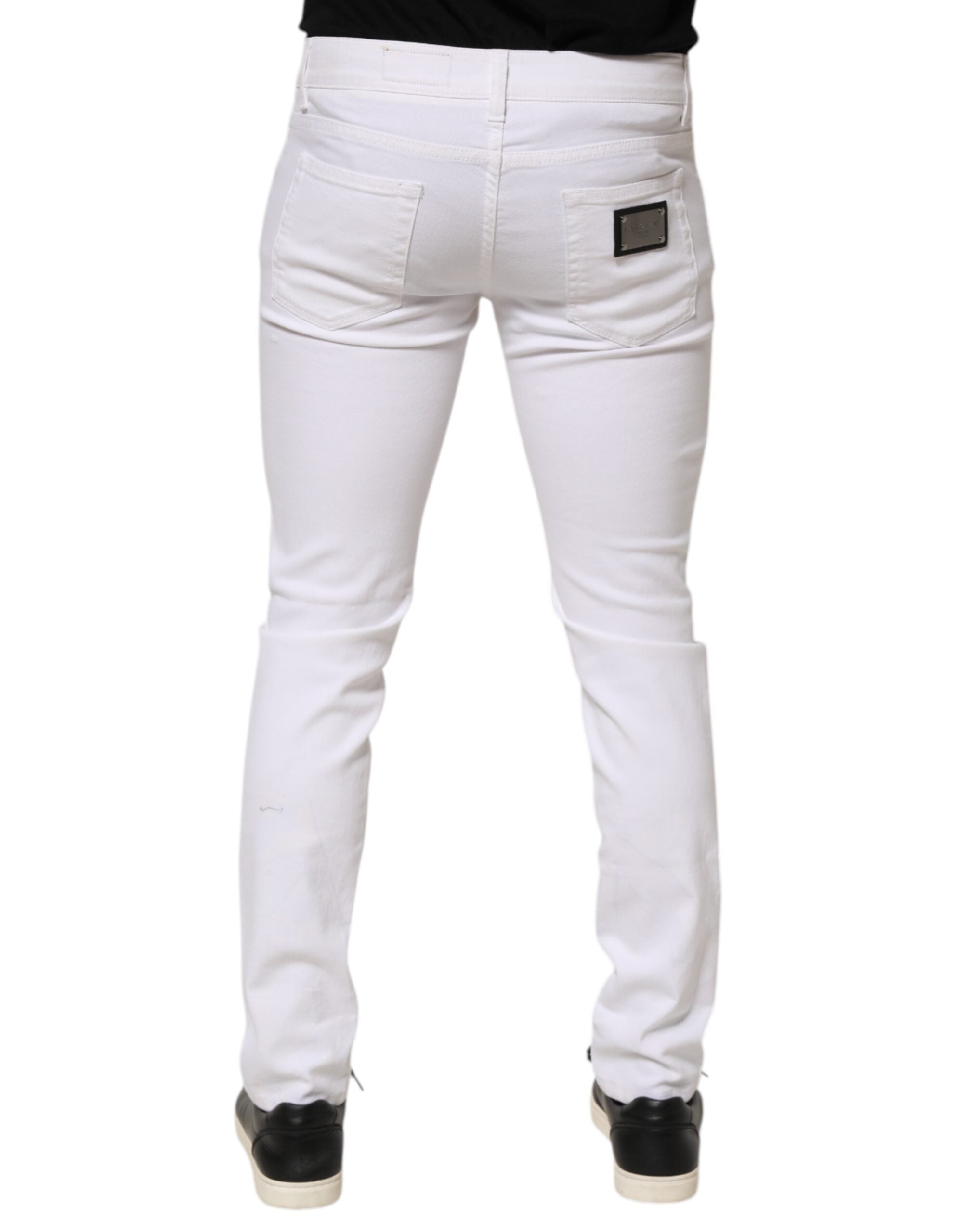 Vaqueros pitillo de hombre Dolce & Gabbana de algodón blanco rasgado