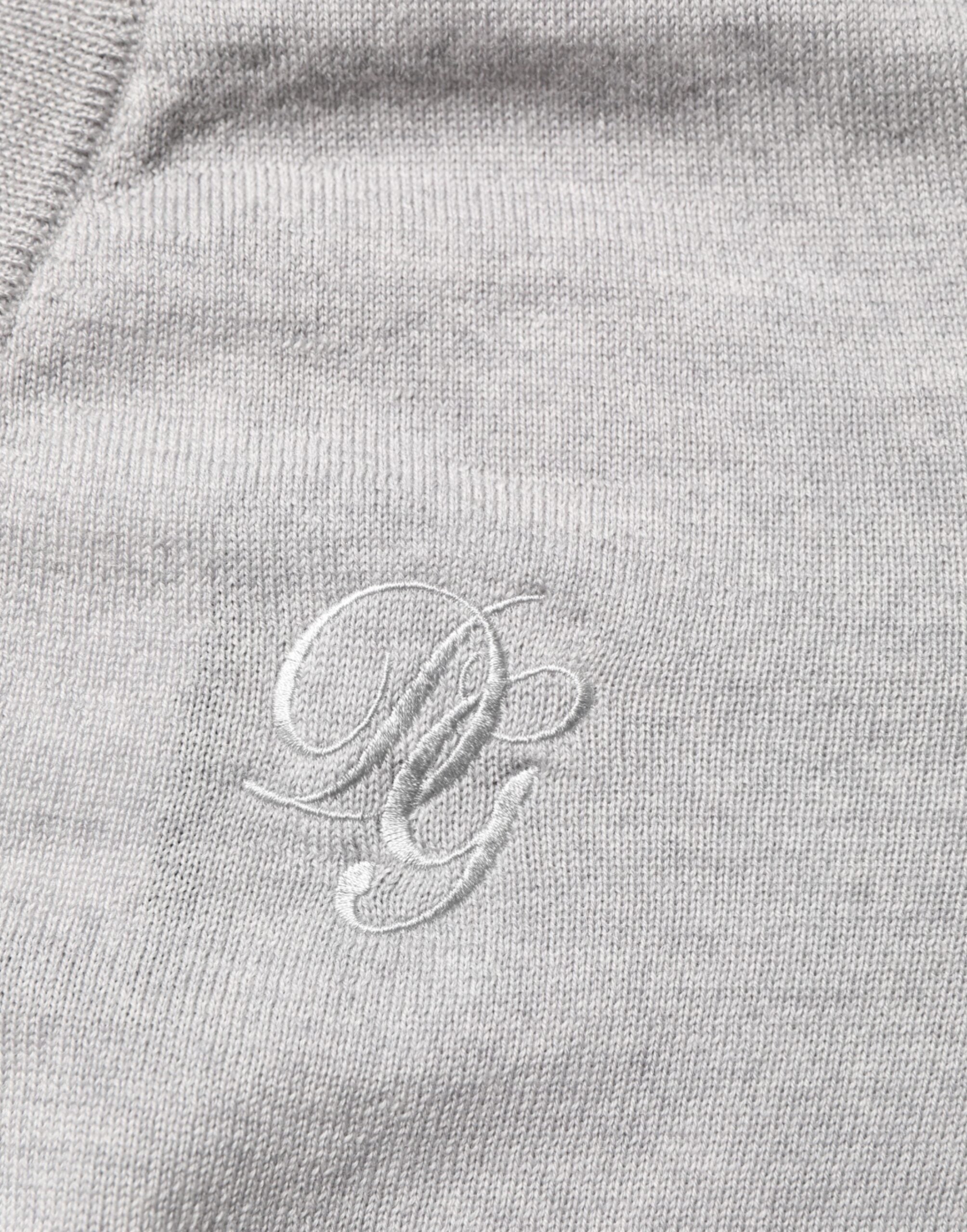 Suéter Pulóver Dolce & Gabbana de Lana Gris con Logo y Cuello en V