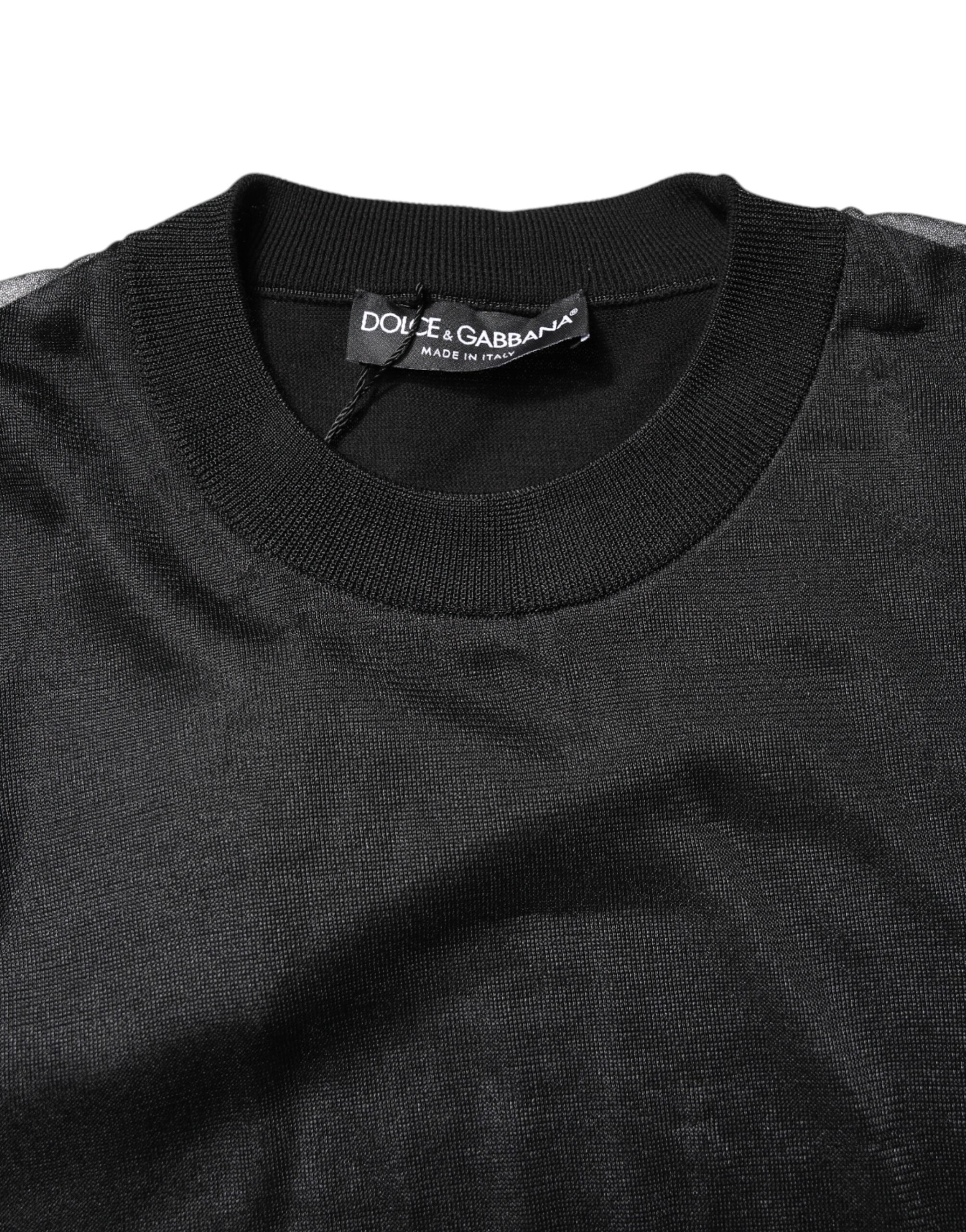 Dolce & Gabbana Black Logo Polyester CrewNeck Sweatshirt Sweater