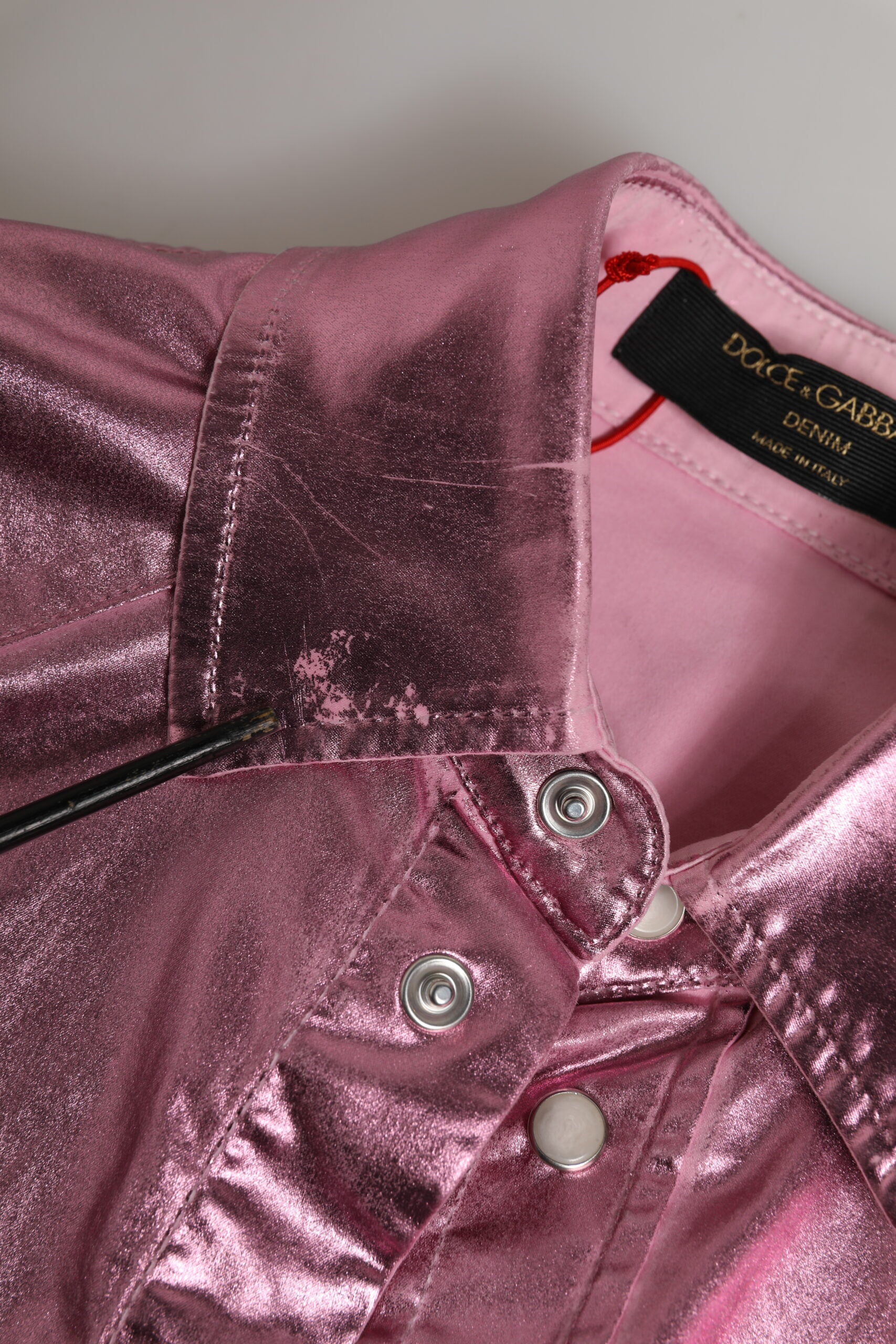 Chaqueta Corta Rosa de Algodón Elástico con Cuello de Dolce & Gabbana