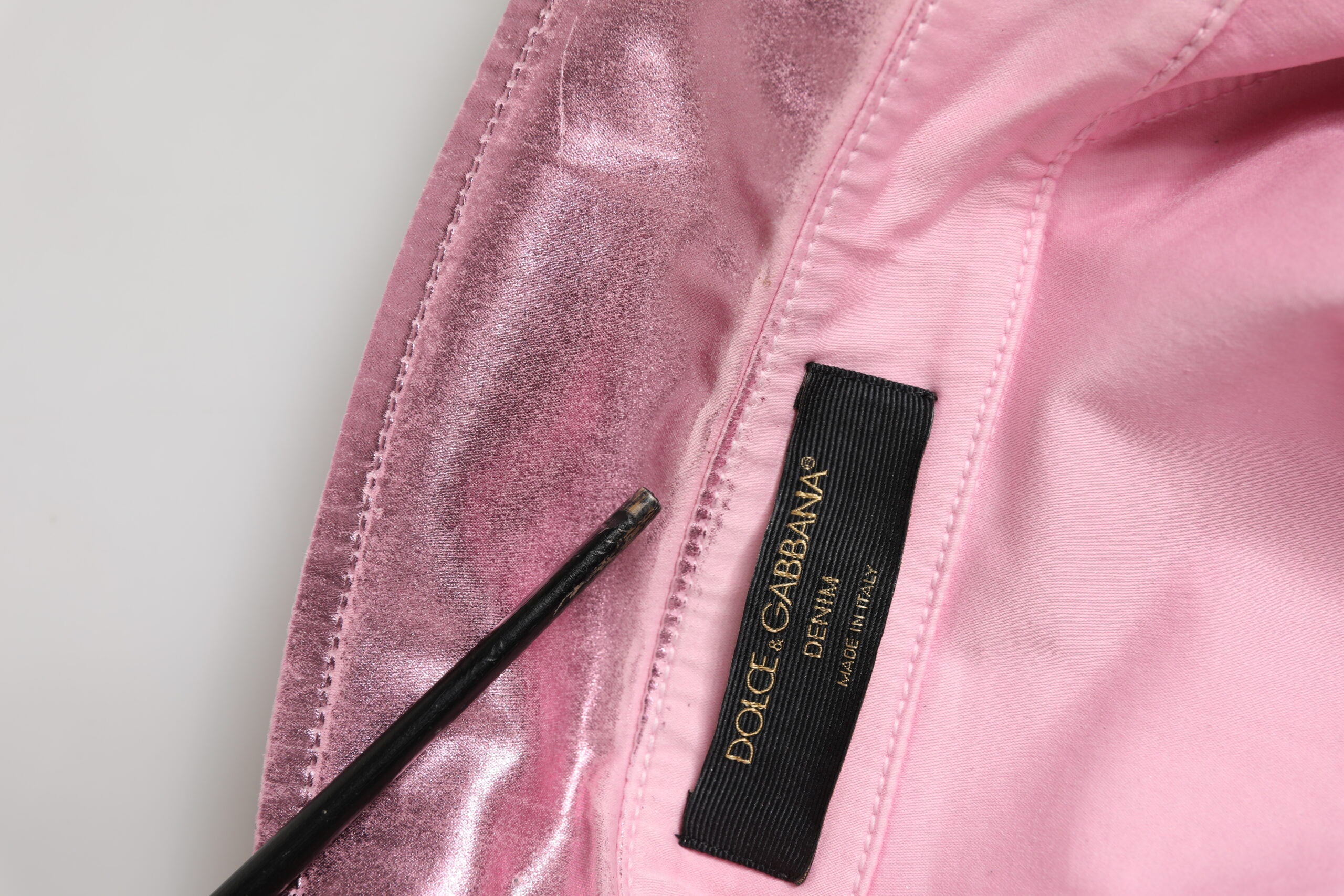Chaqueta Corta Rosa de Algodón Elástico con Cuello de Dolce & Gabbana