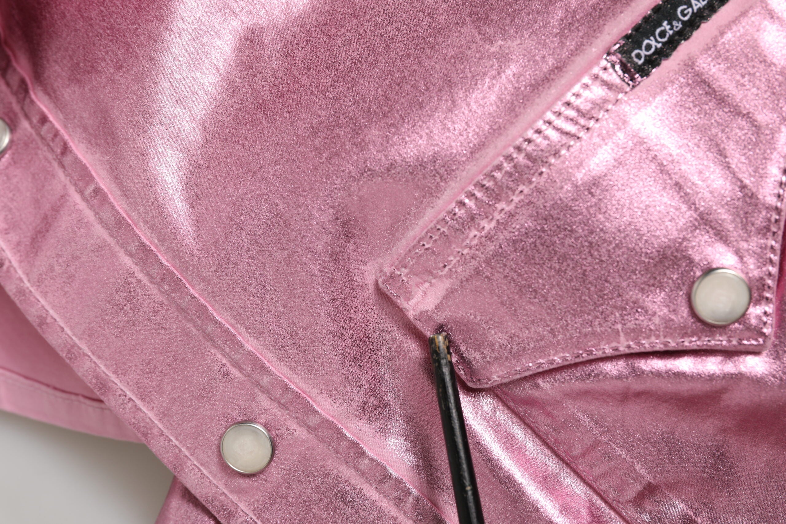 Chaqueta Corta Rosa de Algodón Elástico con Cuello de Dolce & Gabbana