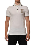 Dolce & Gabbana White Logo Embroidery Cotton Polo T-shirt