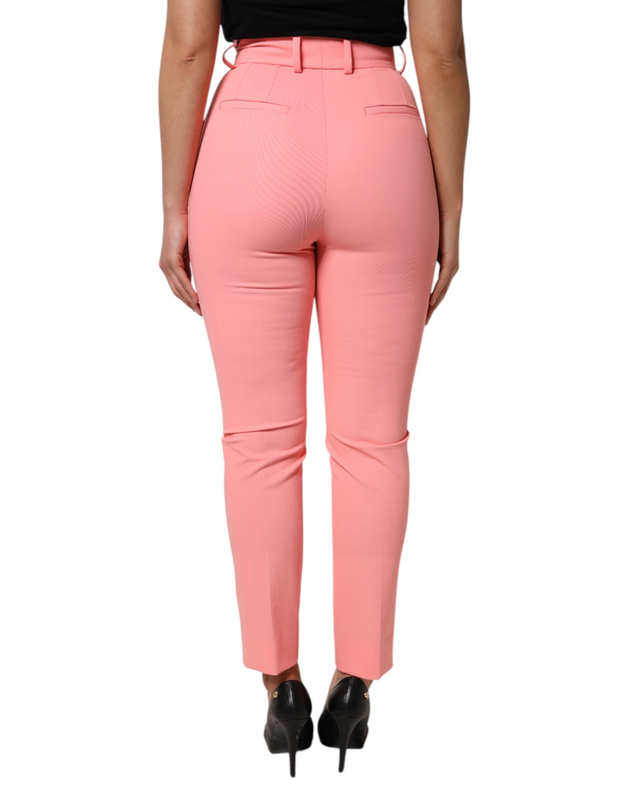 Dolce & Gabbana Pink High Waist Dress Tapered Trouser Pants