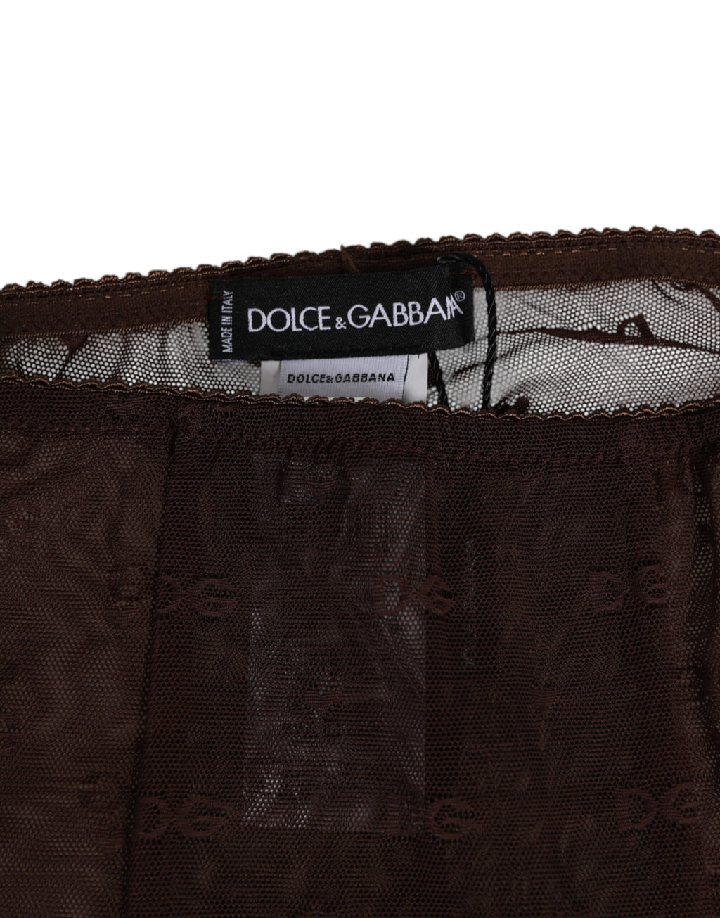 Dolce & Gabbana Brown Nylon Logo Lace Leggings Pants Underwear