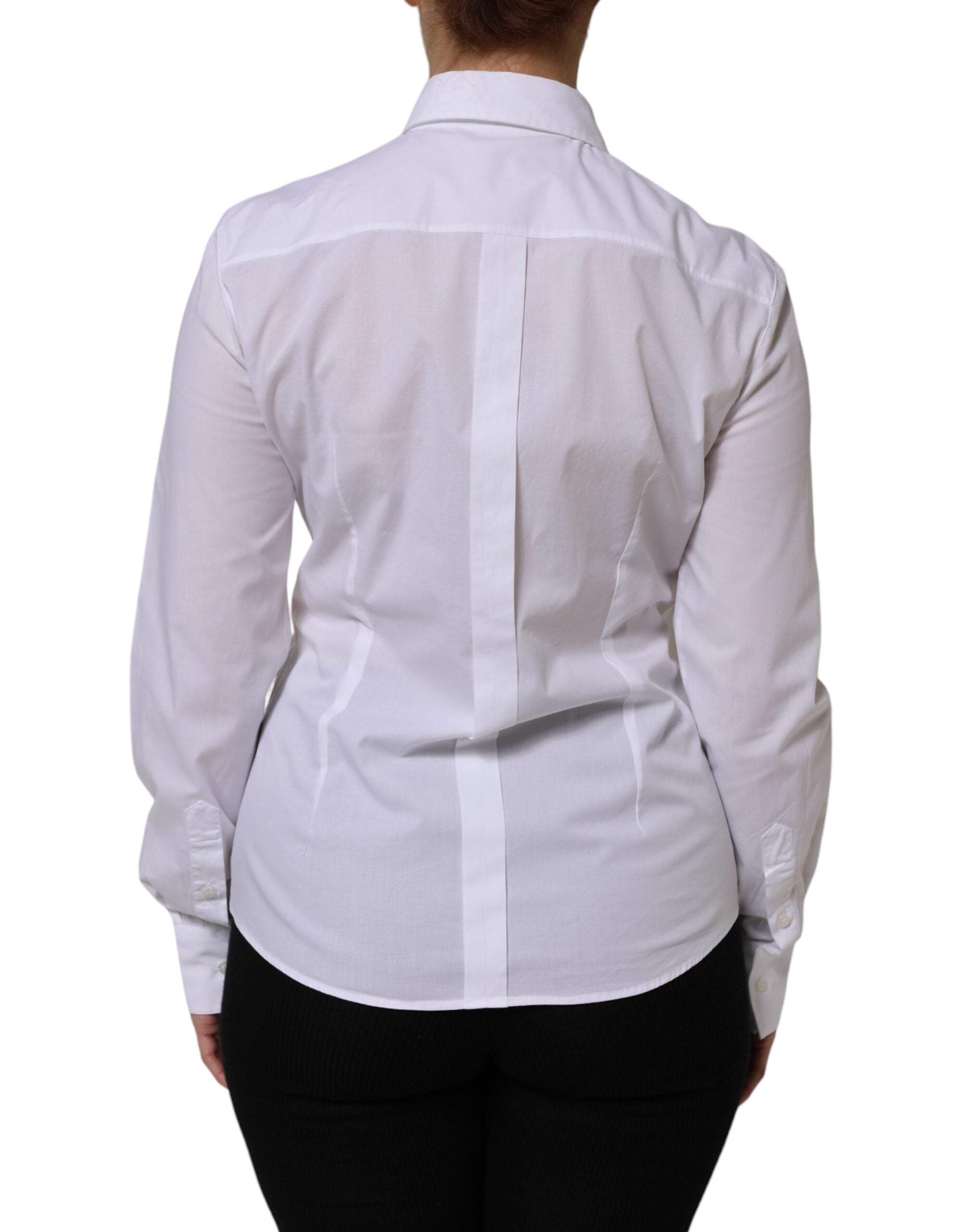 Dolce & Gabbana Camisa/Top formal blanca de algodón con cuello