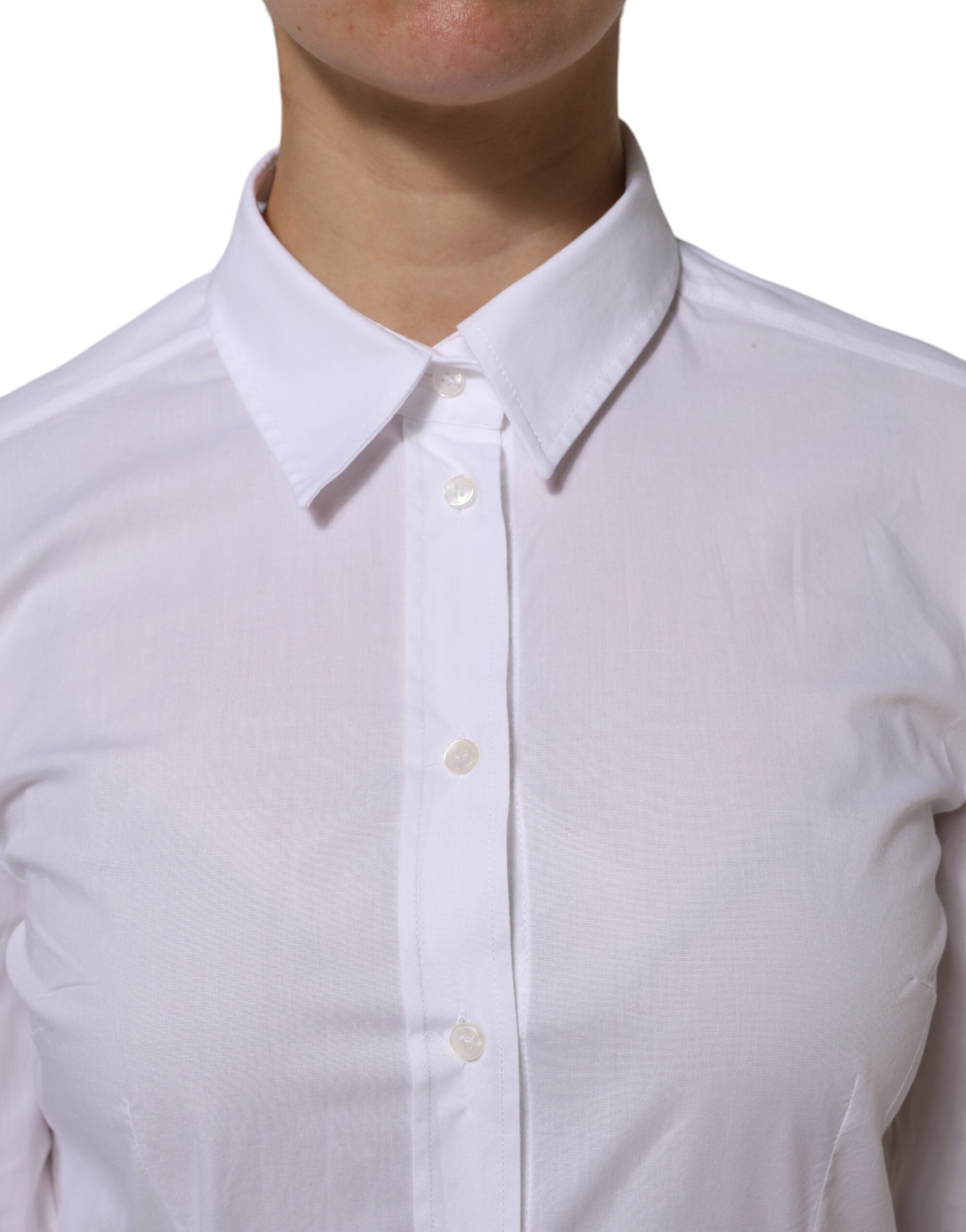 Dolce & Gabbana Camisa/Top formal blanca de algodón con cuello