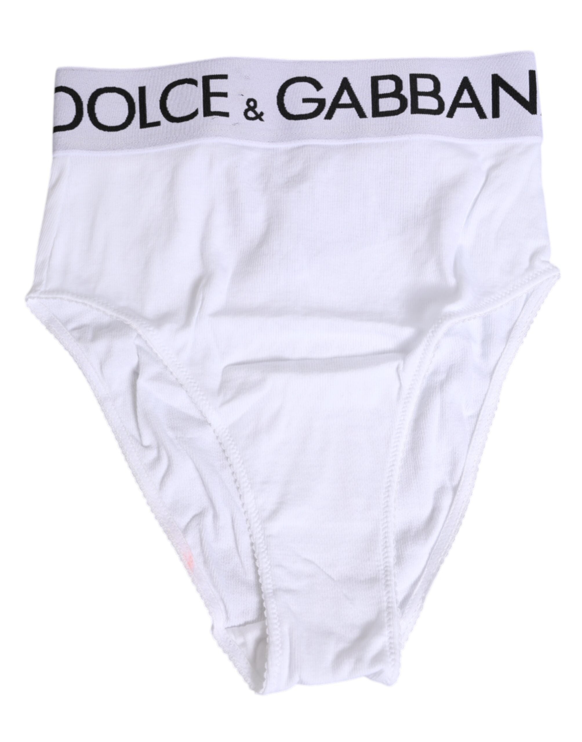 Dolce & Gabbana White Cotton Stretch High Waist Panty Underwear