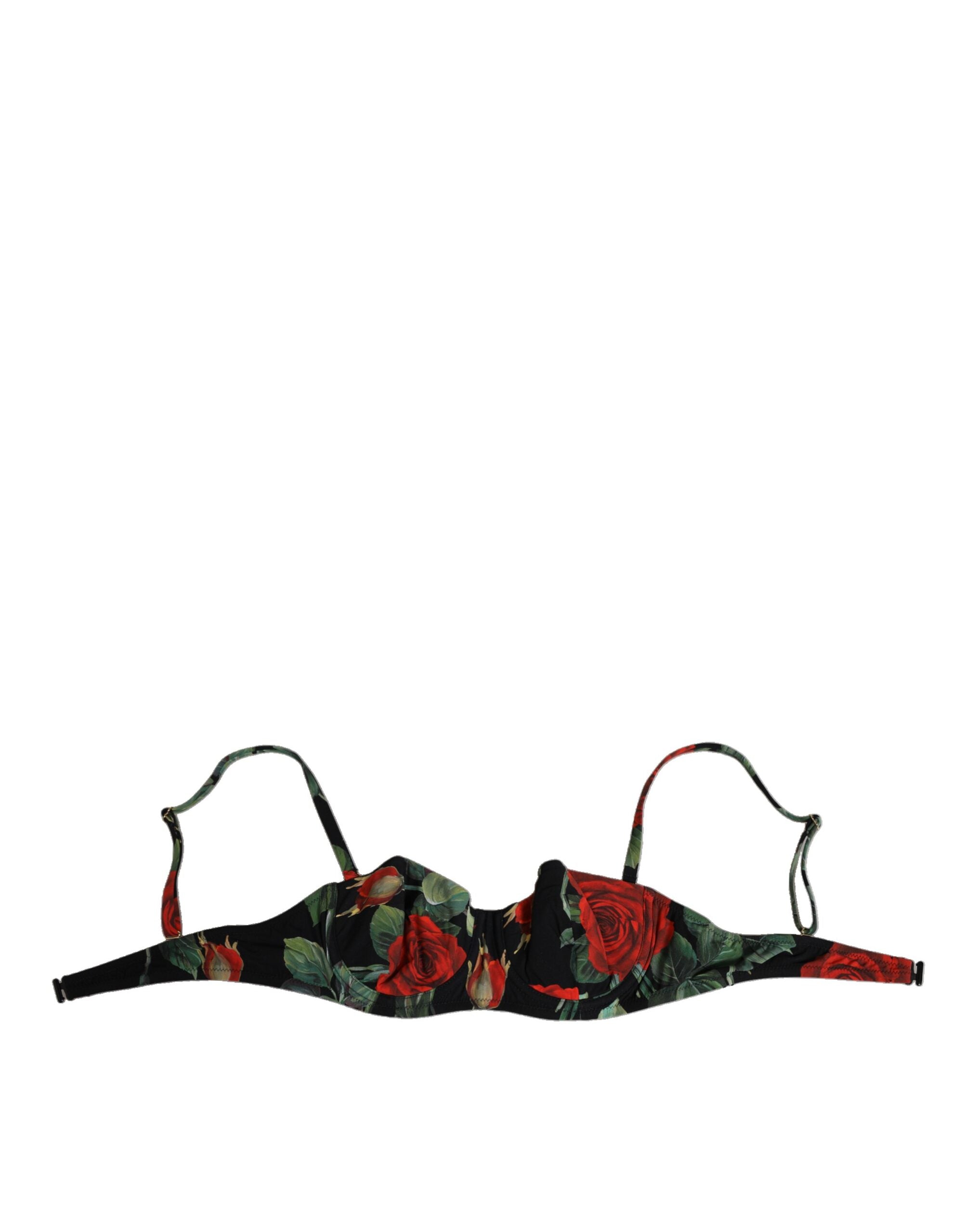 Dolce & Gabbana Black Floral Nylon Padded Balconnet Bra Underwear