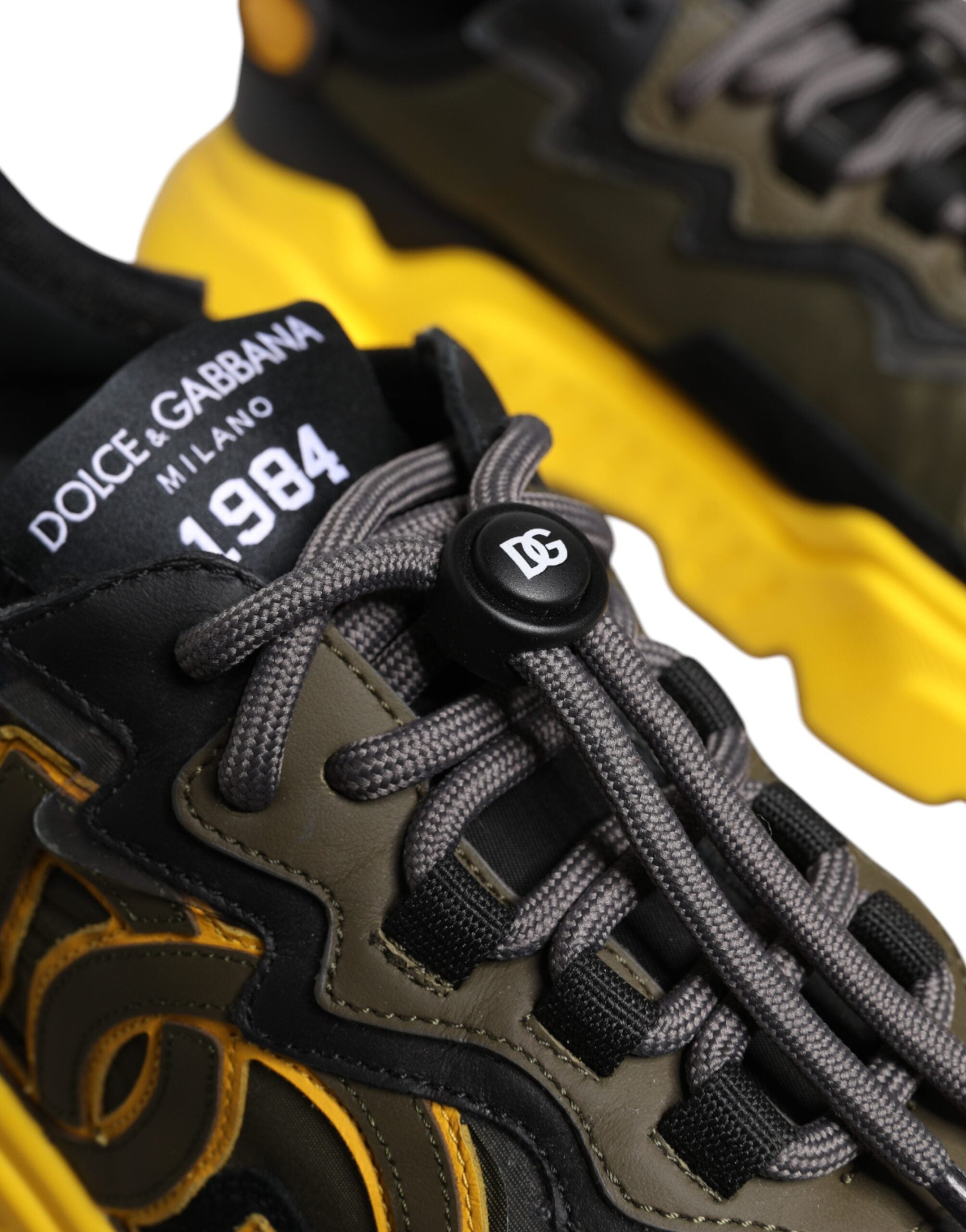 Dolce & Gabbana Black Yellow Daymaster Low Top Sneakers  Shoes