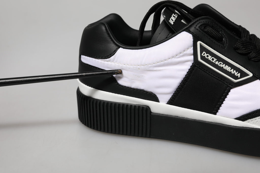 Dolce & Gabbana Zapatillas Bajas MIAMI de Cuero Blanco y Negro