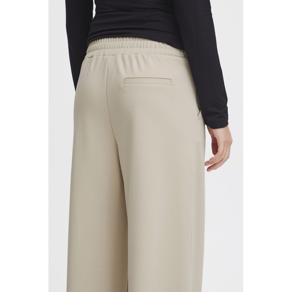 ICHI Beige Recycled Polyurethane Pant