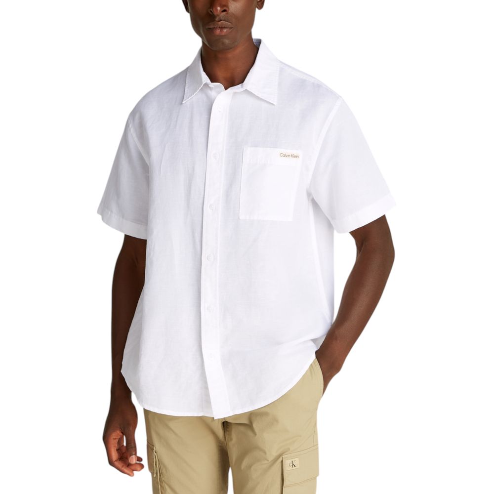 Calvin Klein Jeans White Linen Shortsleeve