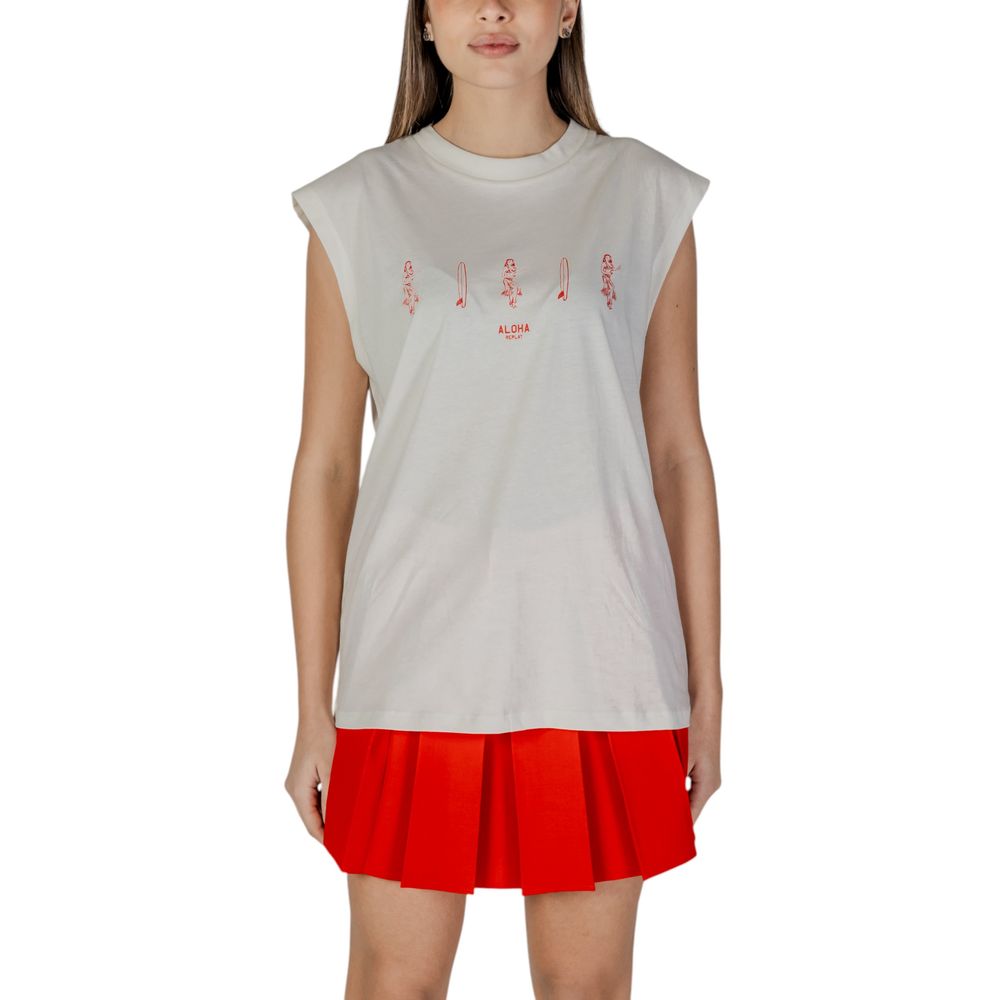 Replay Cream Cotton Tank Top