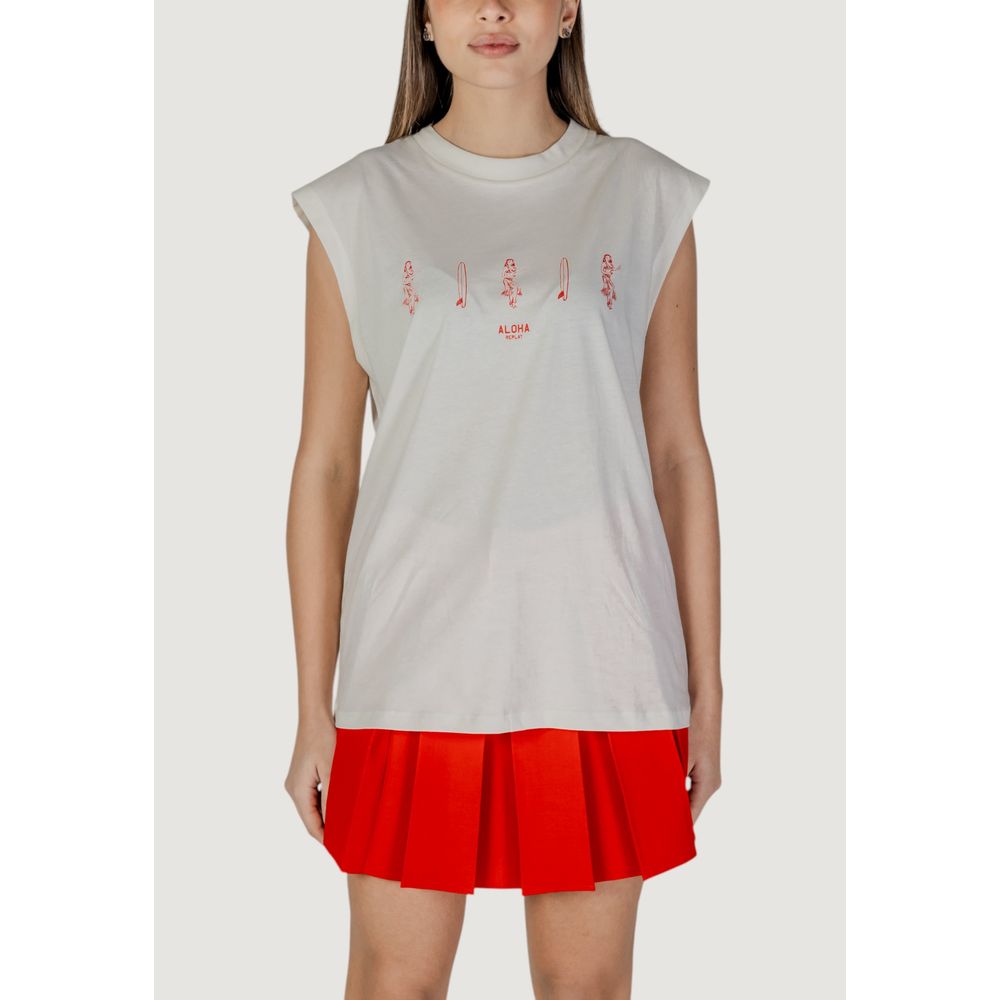 Replay Cream Cotton Tank Top