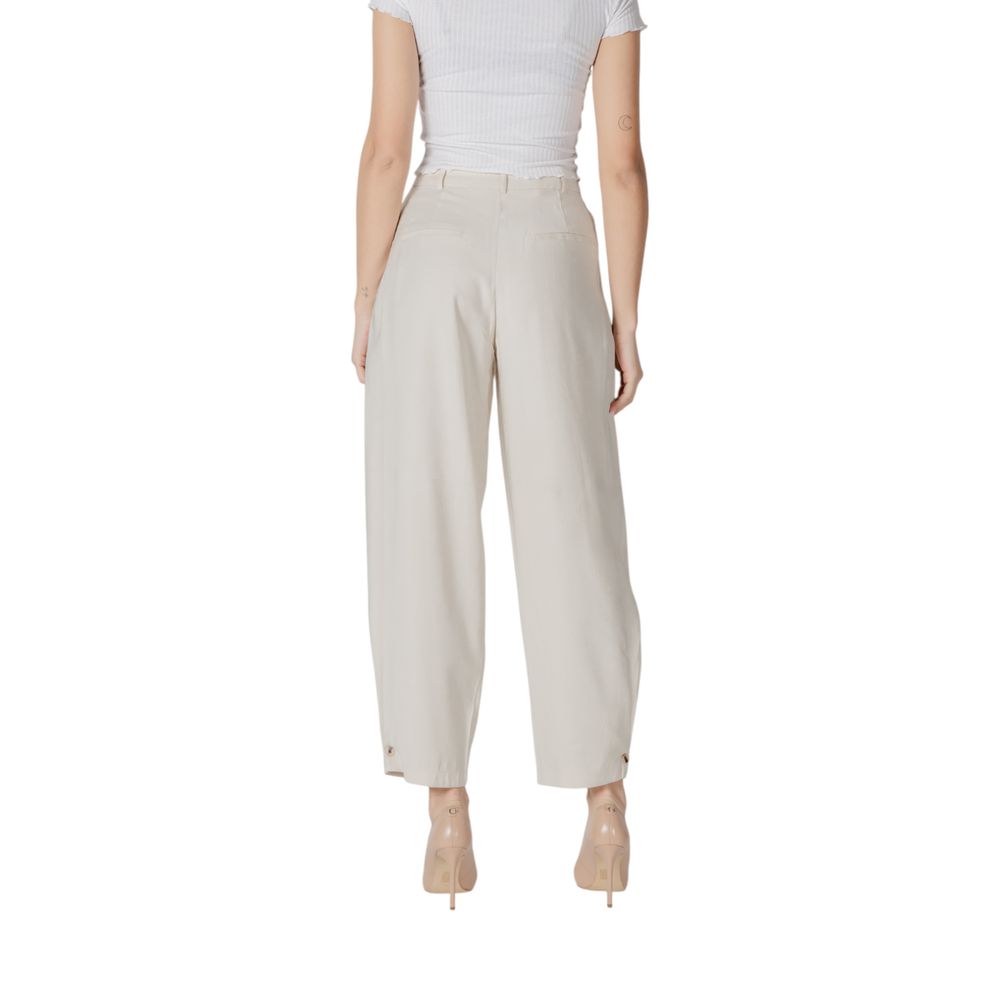 Vila Clothes Cream Viscose Pant