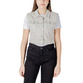 Only Light Blue Cotton Sleveless Jacket