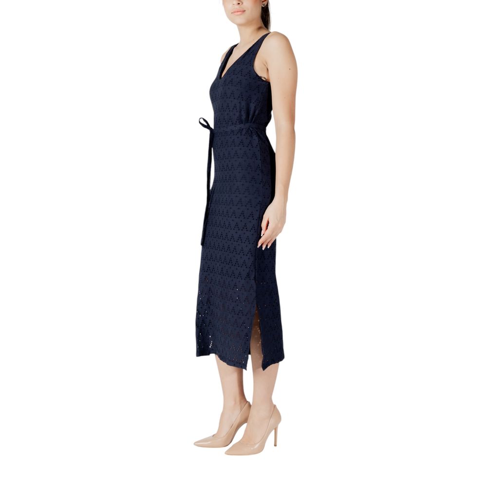 Vila Clothes Blue Recycled Polyester Midi