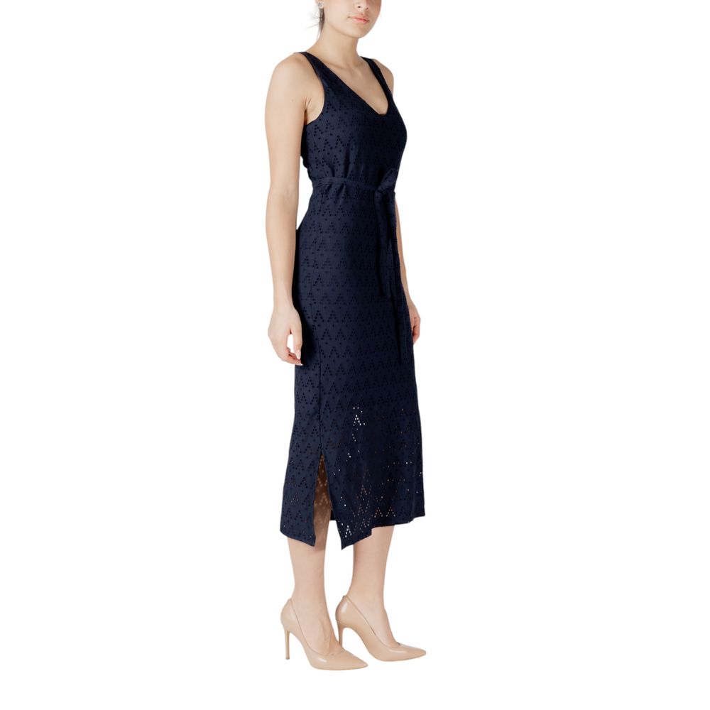 Vila Clothes Blue Recycled Polyester Midi