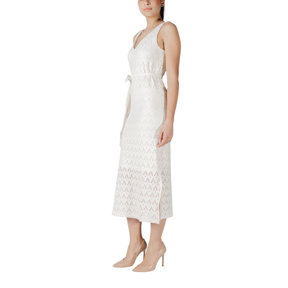 Vila Clothes Beige Recycled Polyester Midi