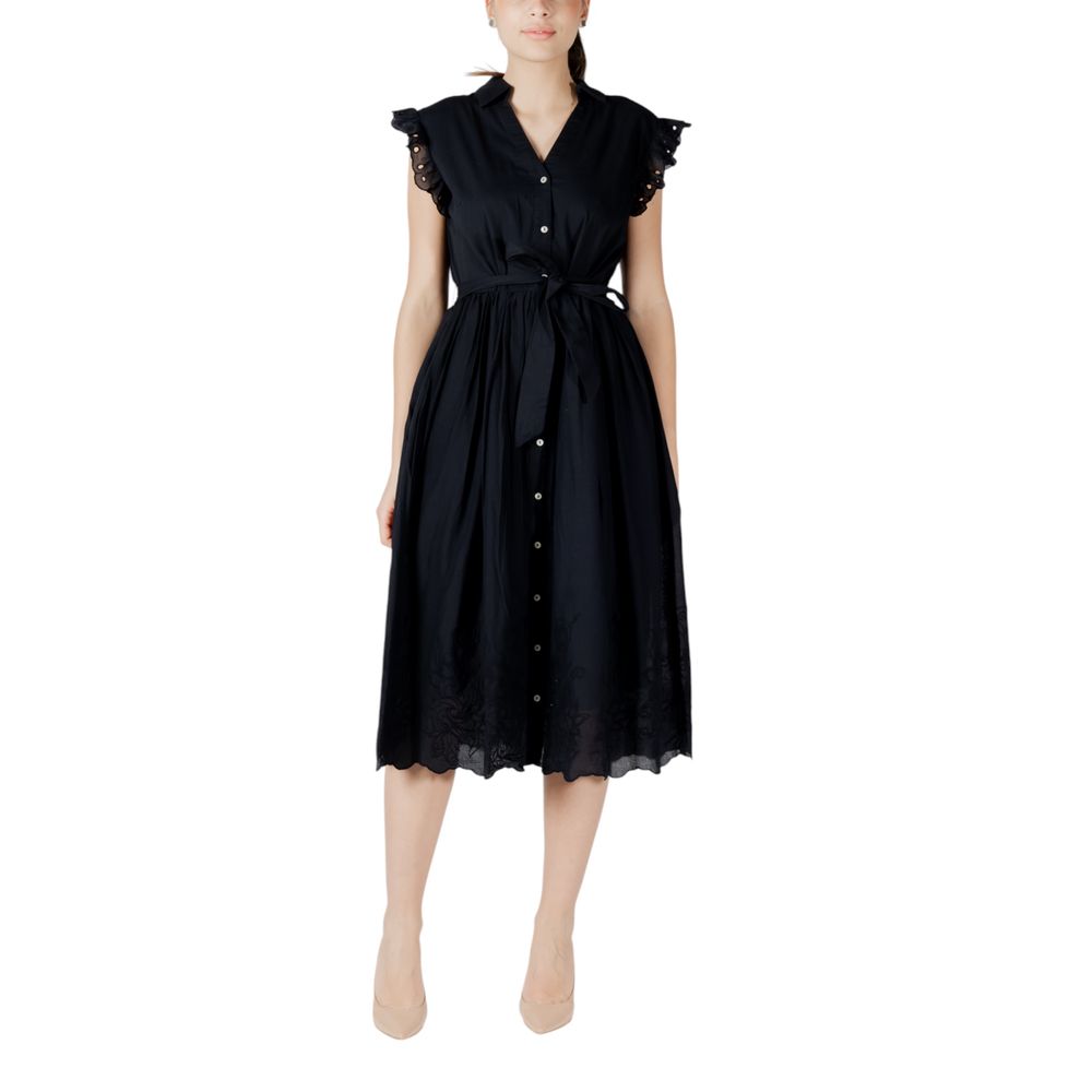 Vila Clothes Black Cotton Midi